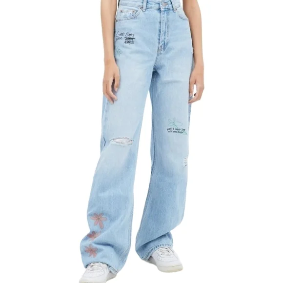 Dr Denim Echo High Rise Wedgie Scribble Jeans Size 26W30L - Picture 2 of 16